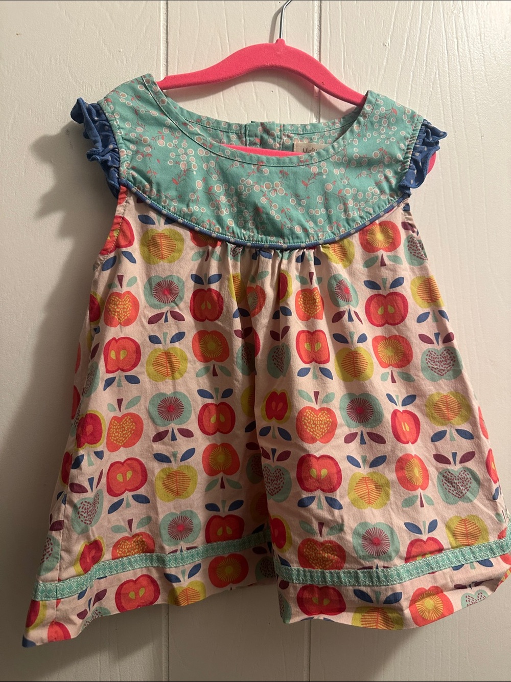 Matilda Jane Pink, Yellow & Blue Apple Print Sleeveless Tunic - Picture 2 of 8